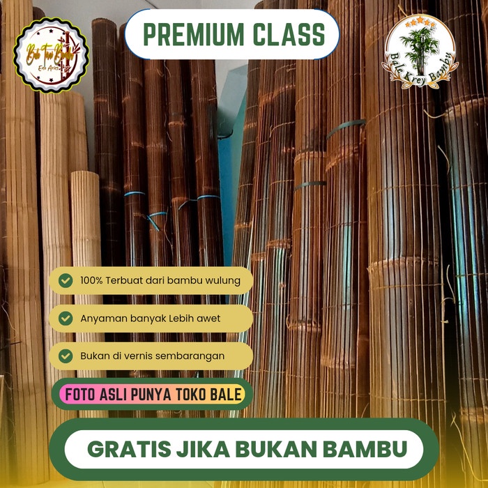 Tirai bambu,krey bambu Kulit Ukuran L-1.5m x T-3m Sudah Vernis