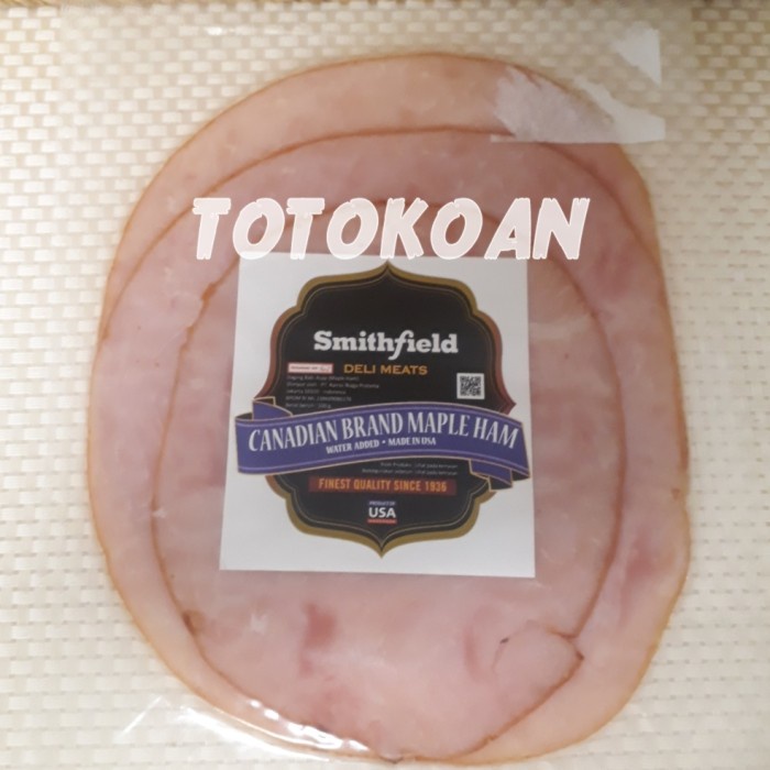 

HAM PORK SLICE SMITHFIELD CANADIAN MAPLE HAM DAGING BABI ASAP 100 GR KODE 847