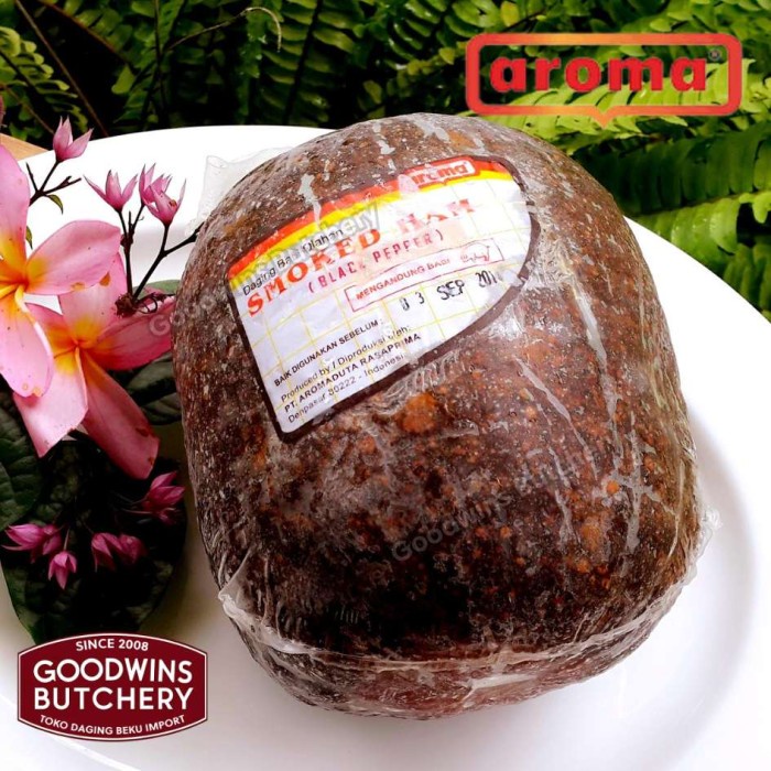 

PORK HAM BLACKPEPPER HAM LADA HITAM WHOLE 2.3KG AROMA BALI FROZEN KODE 1166