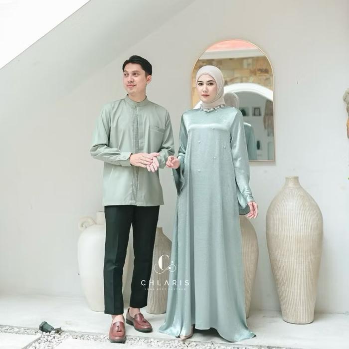 Butikchlaris Izzana Dress Couple Set Family Muslim - Dress Sarimbit Keluarga - Dress Lebaran Silk