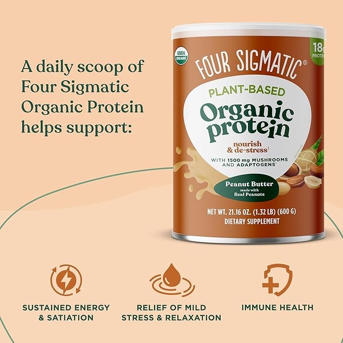 Four Sigmatic Organic Plant-Based Protein Powder Peanut Butter