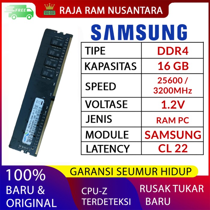 HARGA DISC - RAM PC SAMSUNG DDR4 16GB 3200 / 25600 MHz ORI RAM DDR4 16GB 3200 MHz