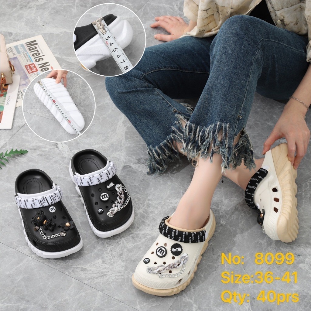 New baim wanita terbaru sandal jibbitz original balance sendal kodok clog eva rubber 8099