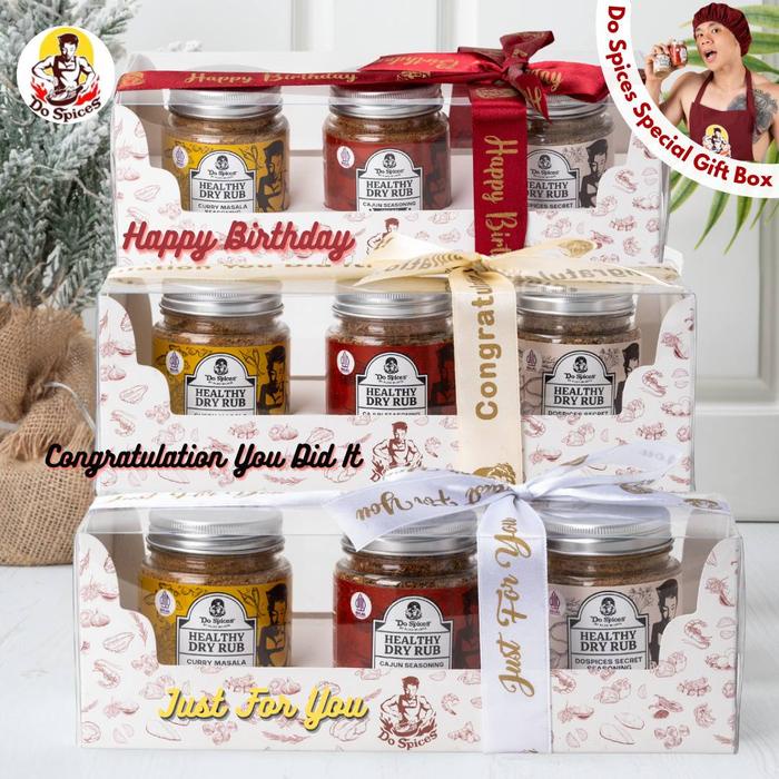 

terbaru !!! dospices special gift box / bundling 3 jar healthy dry rub / bumbu marinasi rendah