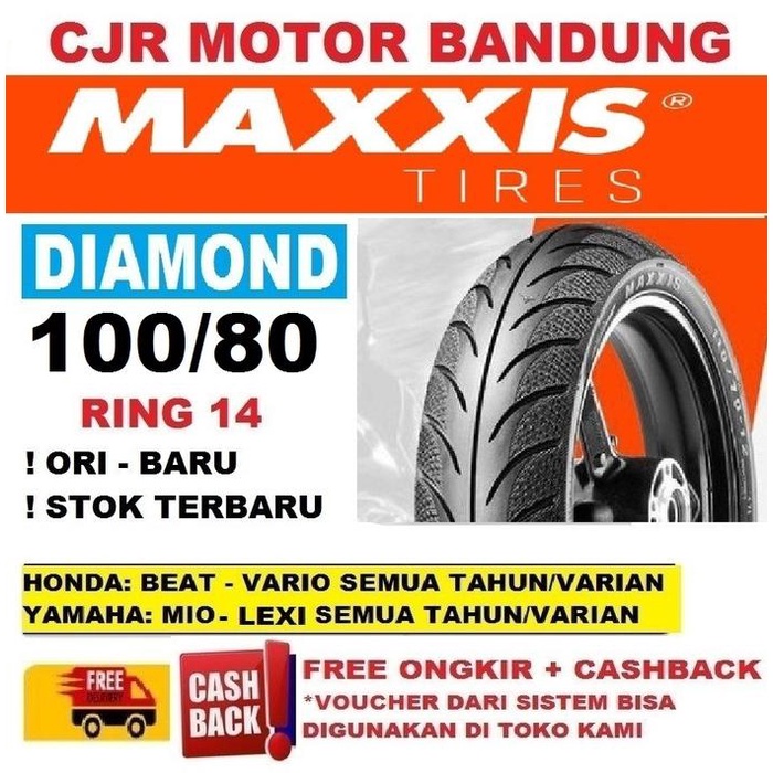 Maxxis Diamond 100/80 Ring 14 Ban Tubles Motor Vario Mio Soul Gt Gear
