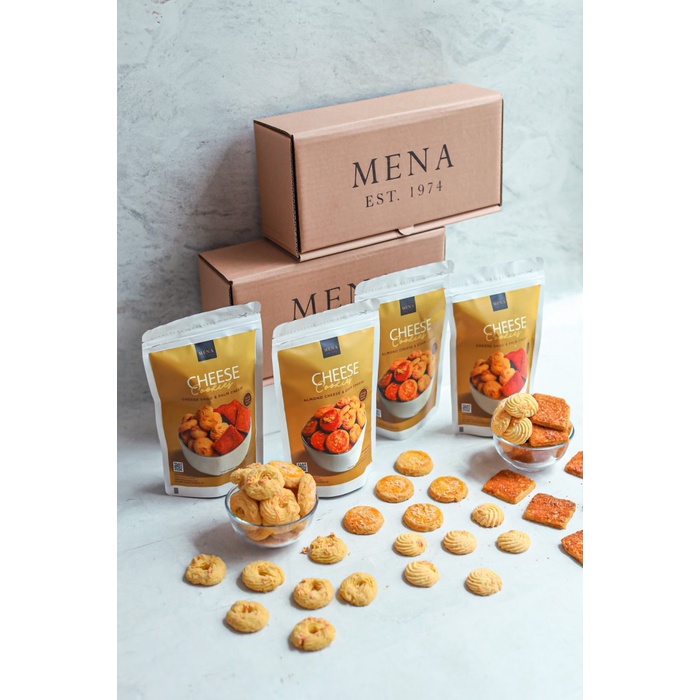 

MENA COOKIES - MIX CHEESE COOKIES BOX - 1 BOX ISI 2 POUCH KODE 348