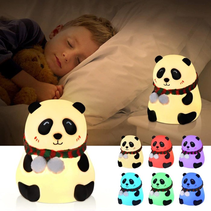 Lampu tidur Portable Panda 7 Warna / touch led lamp Squishy