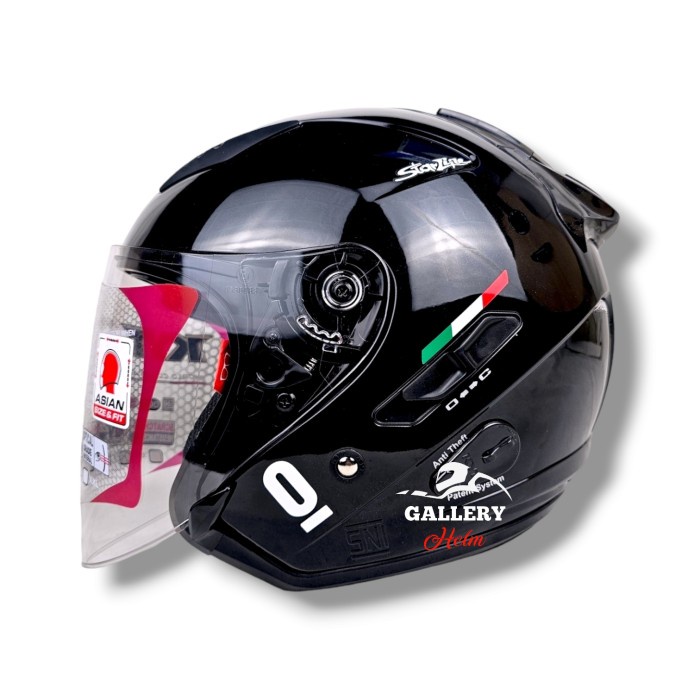 Kyt Galaxy Flat R Hitam Glossy Leopard / Helm Kyt Half Face