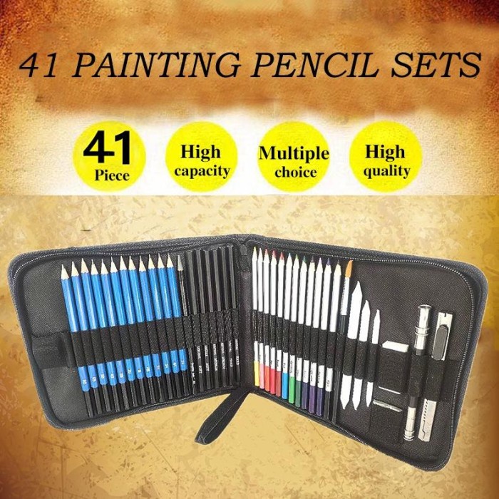 

DISKON 41PCS/Set Pensil Pisau Penghapus dan Pensil Gambar untuk Keperluan Sekolah Pencil Set Pensil