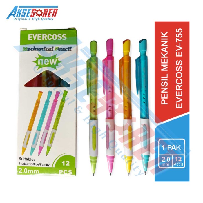 

EKSLUSIF Aksesoren Pensil Mekanik Evercoss [EV-755/1 Pack/12 pcs] / Mechanical Pencil Gambar Menulis