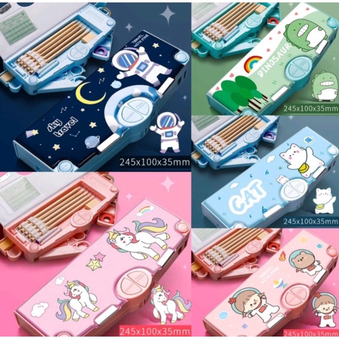 

BOOM SALE Multifunction Pencil Case 2 Layers / Tempat Pensil Anak Sekolah