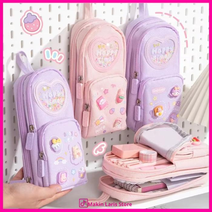 

BOOM SALE MLS - Tempat Pensil 3D 3 Resleting Kotak Pensil Anak Sekolah 6 Sekat Kapasitas Besar