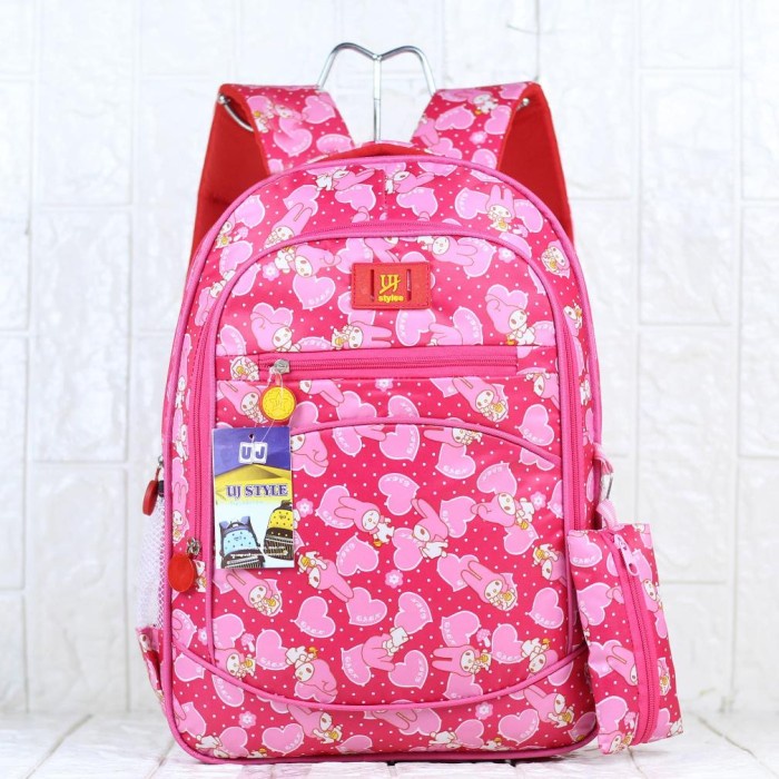 

KOMPLIT [ BAKUL TAS - COD ] Ransel Sekolah Anak TK SD UJ Stylee Motif Melody Warna Pink Backpack