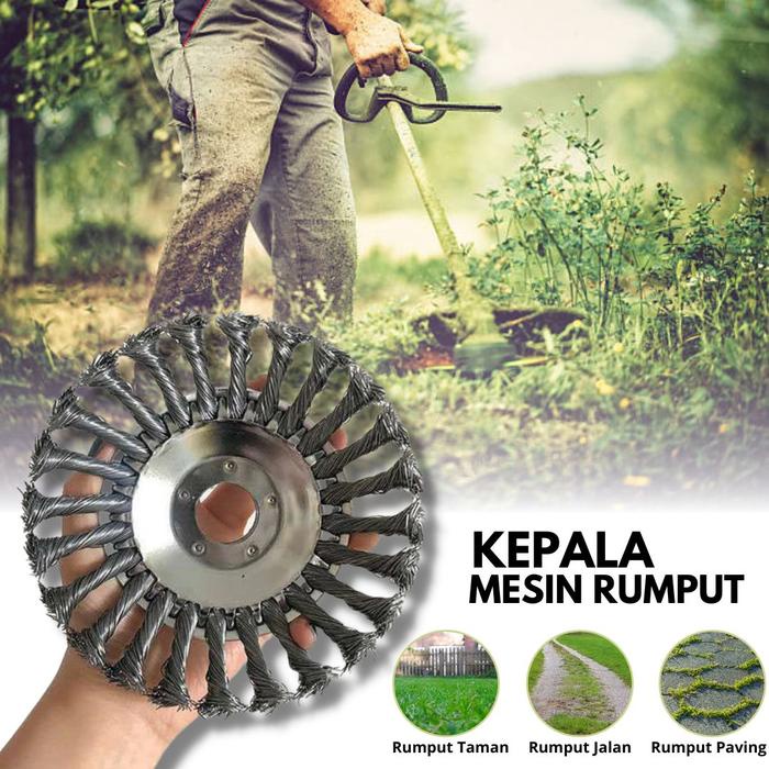 Kepala Sikat Kawat Mesin Potong Rumput Teras Jalan Paving Block