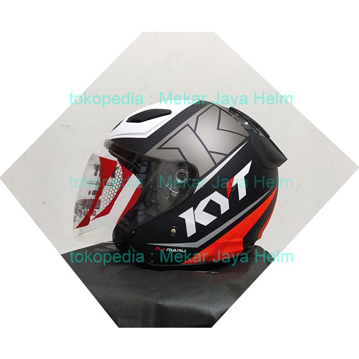 Helm Kyt Dj Maru Motif #17 Doff Matt Black - Red Fluo