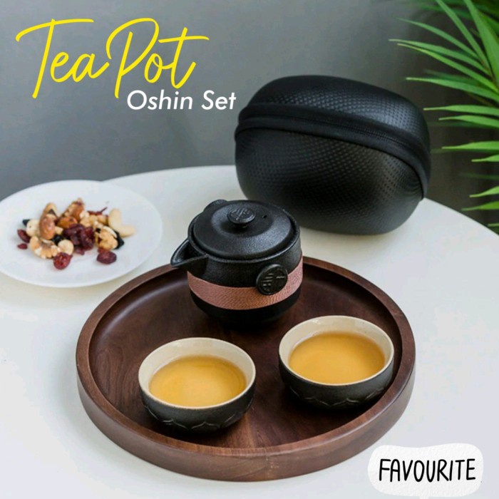 TERBARU teko teh jepang set portable black classic / tea pot oshin set BISA GRAB