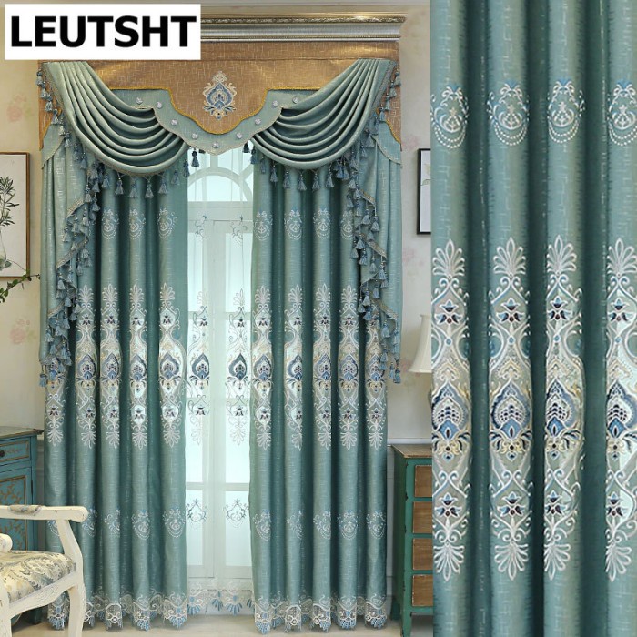 

European Style Curtains For Living Dining Room Bedroom Blue Kamjay