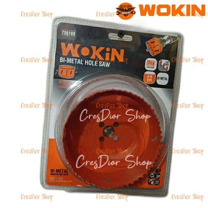 hole saw holesaw arbor mata bor pembolong kayu 4 1/4inch 108mm WOKIN