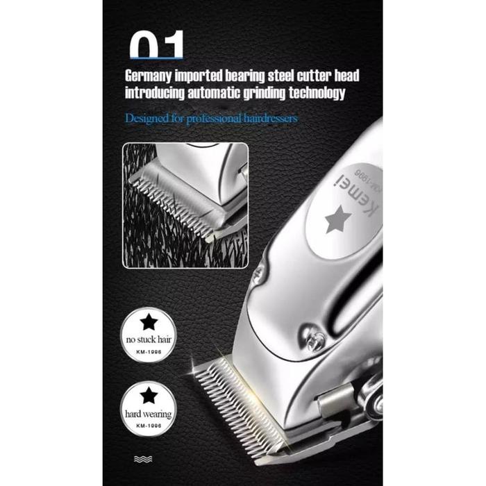 Kemei 1996 Alat Cukur Listrik Kemei 1996 Bisa Cas Body Metal Km-1996 Professional Clipper Mesin