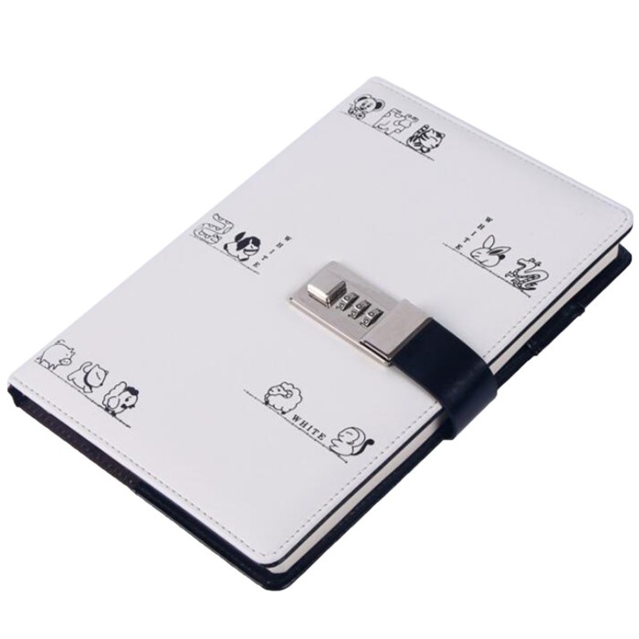 

White A5 Diary With Lock Journal Traveler Agenda Password Book Dbi