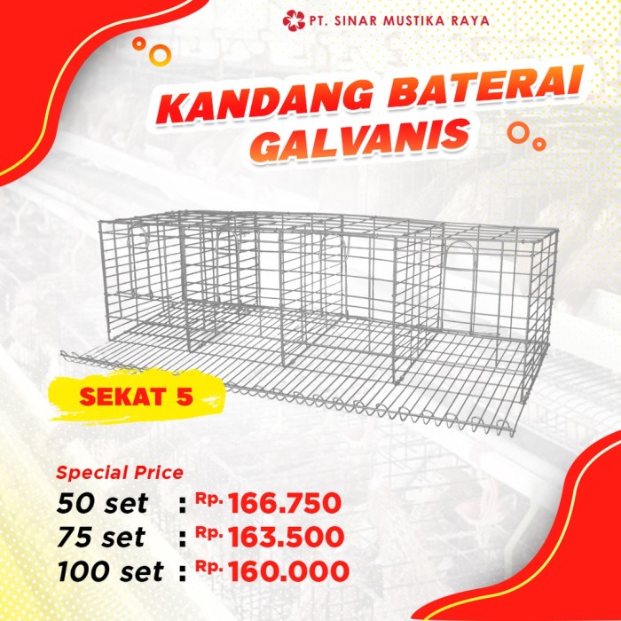TERLARIS Kandang Ayam Petelur Layer Kawat Baterai Galvanis 4 Pintu 8 Ekor 120cm