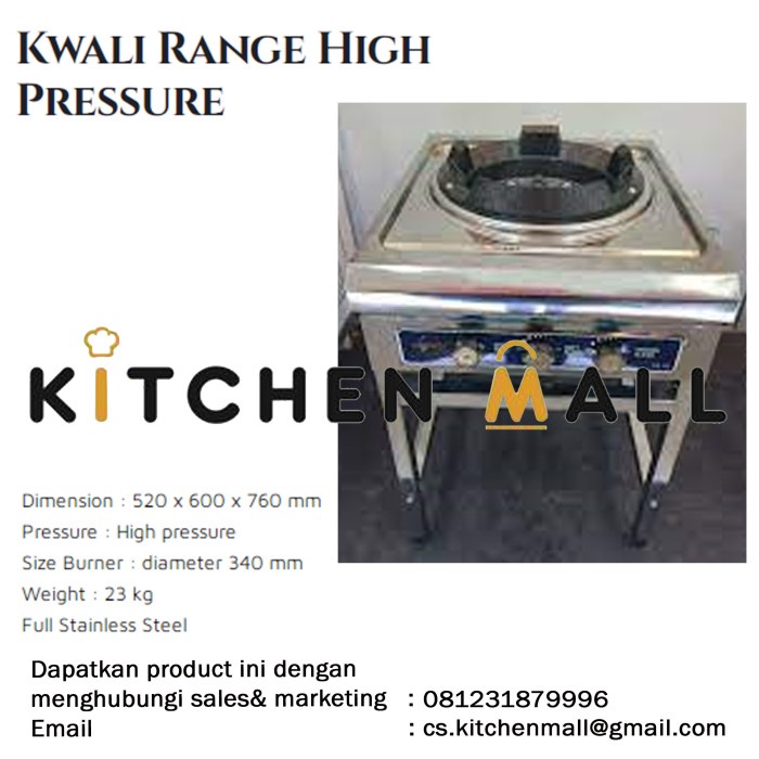 CROWN HORECA KS-01 GAS KWALI RANGE HIGH PRESSURE 1 BURNER WOK RANGE
