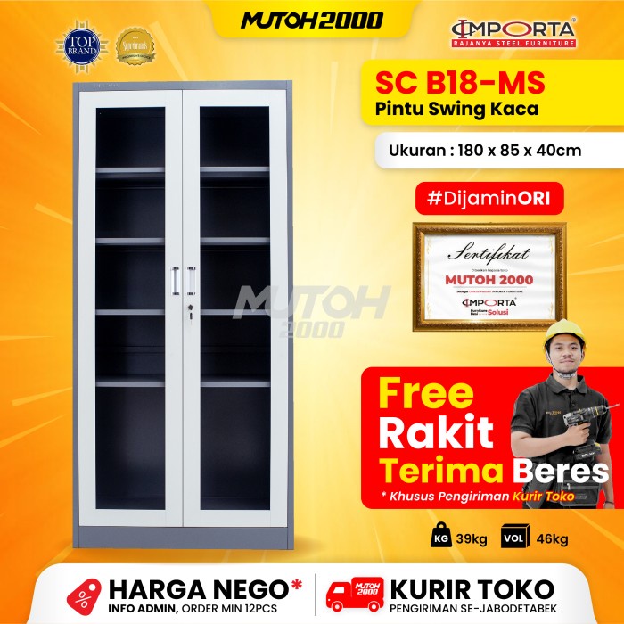 

Importa Lemari Arsip Besi Filling Cabinet 2 Pintu Swing Kaca Pintu Ayun Importa B18-Ms