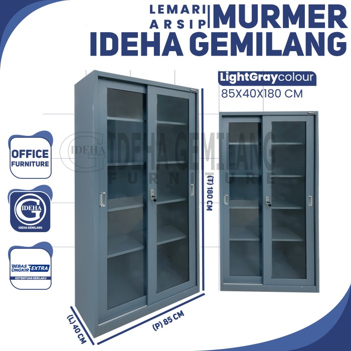 

Lemari Arsip Slidding Glass Door Warna Light Grey Promo