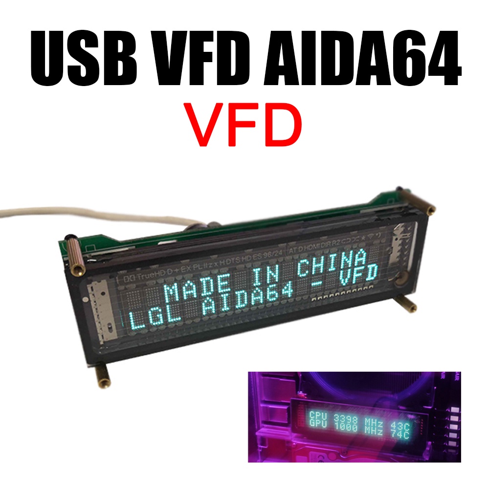 MDA VFD Display AIDA64 Sub-screen VFD Clock USB2VFD AIDA64 Chassis Display Digital Screen Secondary 