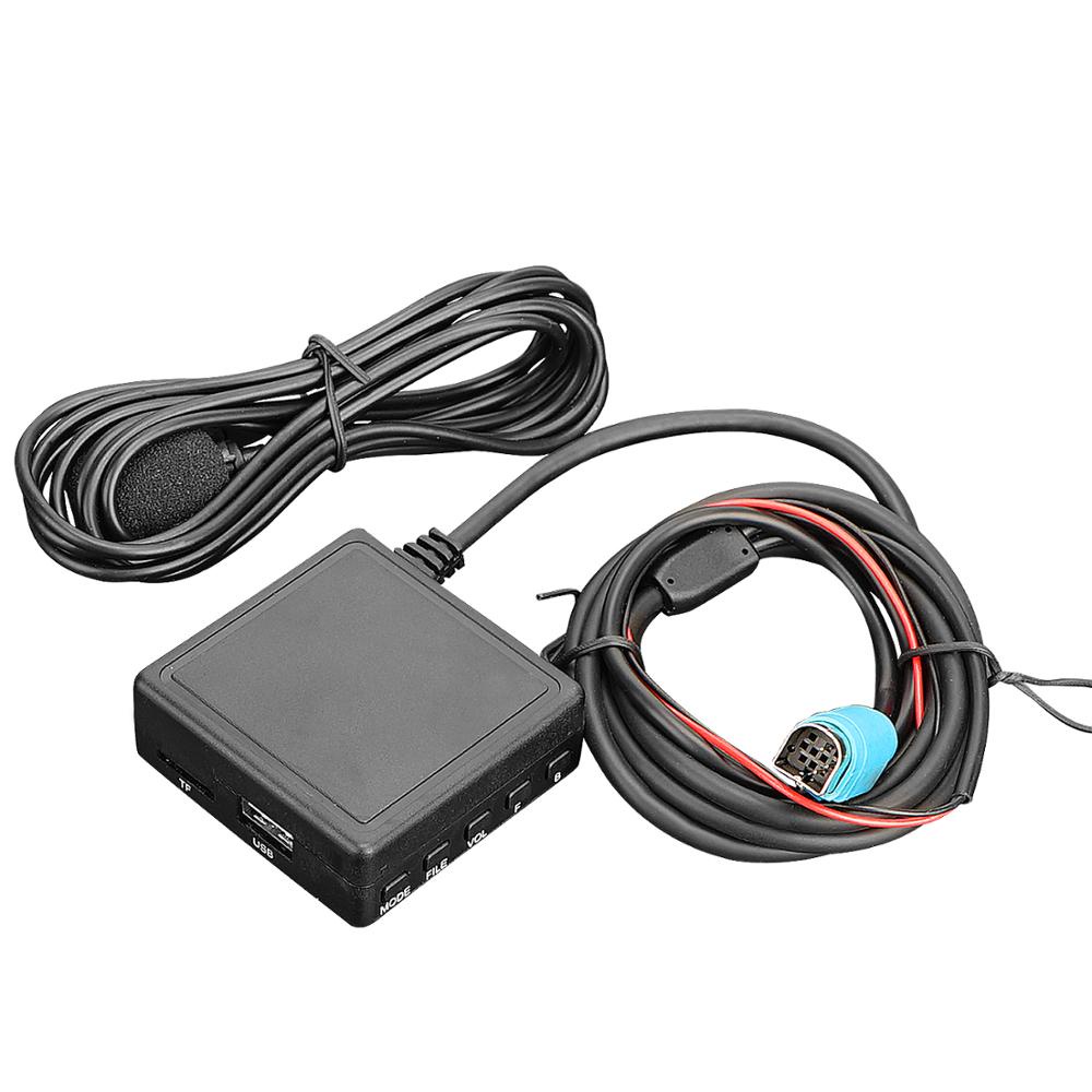 NAUX Car Radio Bluetooth 5.0 Micphone Handsfree Wireless Audio AUX-IN USB Wiring Stereo Adapter for 