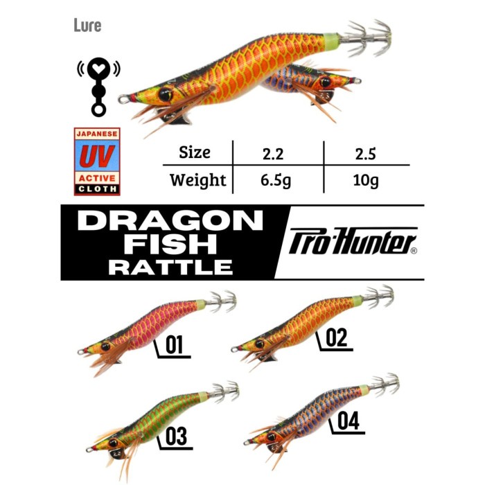 PROMO Lure Cumi/Squid/Egi King Pro Hunter Dragon Fish Rattle