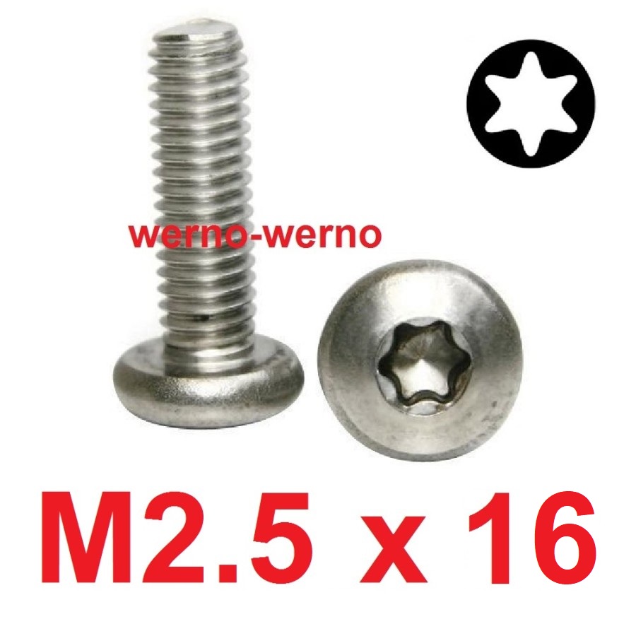 Baut Torx M2.5x16 Stainless Bintang Pan Head Bolt 2.5mm x 16mm M2.5*16 Screw T8 Sekrup M2.5