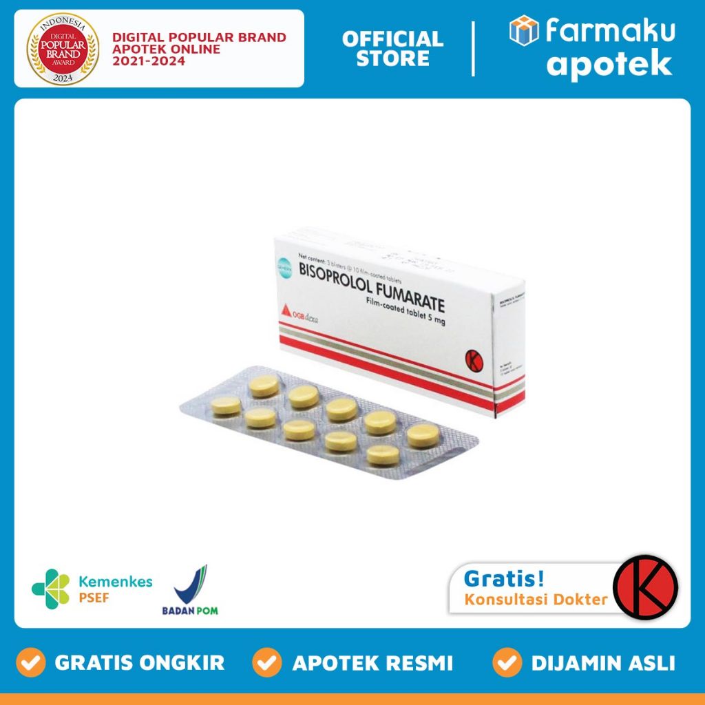 Bisoprolol 5 mg Dexa  Blister 10 tablet salut selaput - HBK