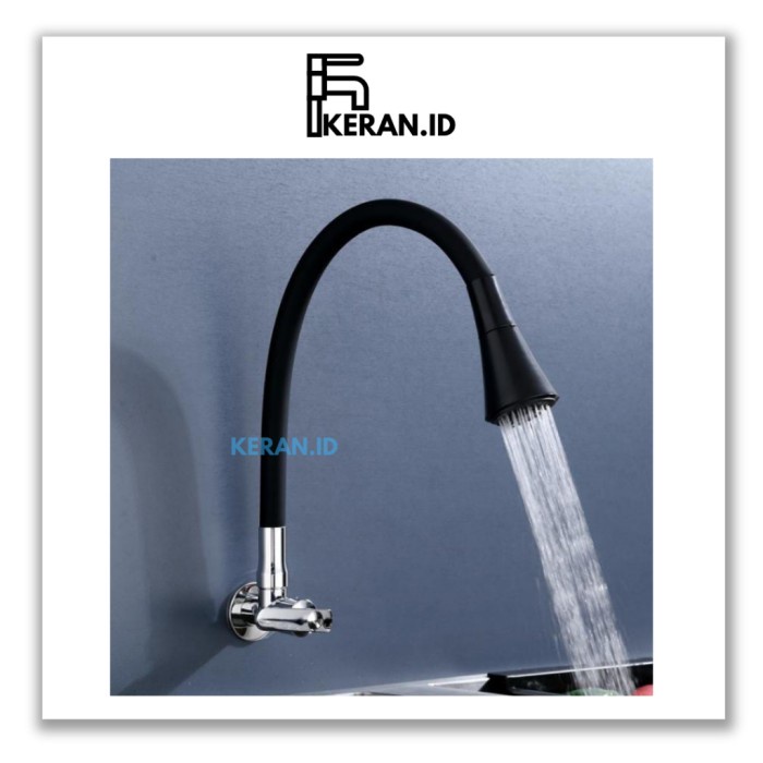 Flashshow [KERAN.ID] Kran Angsa Karet Hitam Terompet / Keran cuci piring angsa fleksibel hitam lapis