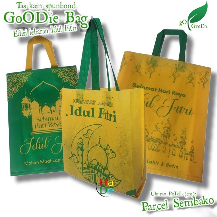 

Flashshow 1 Lusin isi 12 pcs Tas / Kantong Kain Spunbond Lebaran Idul Fitri