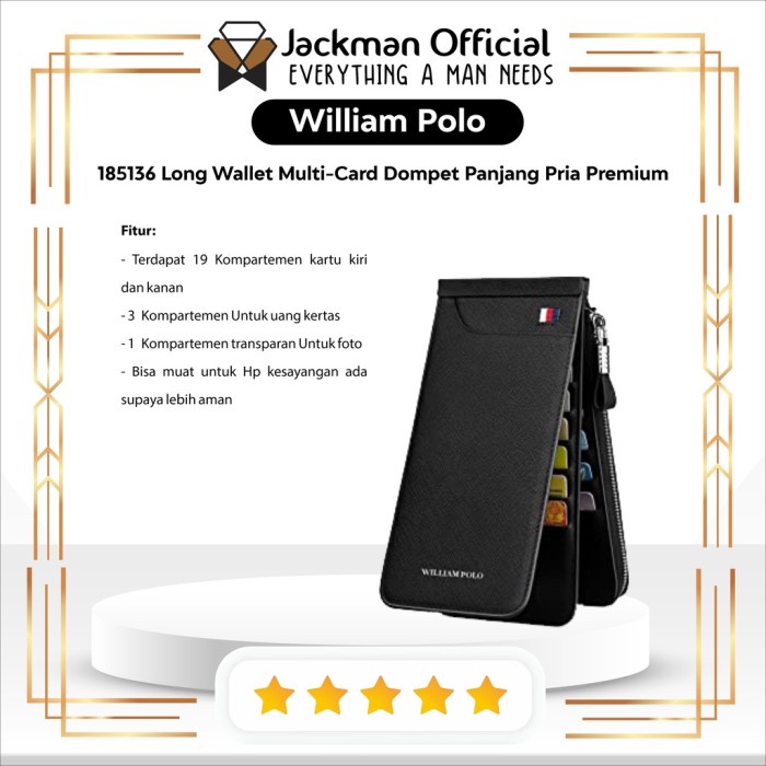Product Laris William Polo 185136 Long Wallet Multi-Card Dompet Panjang Pria Premium
