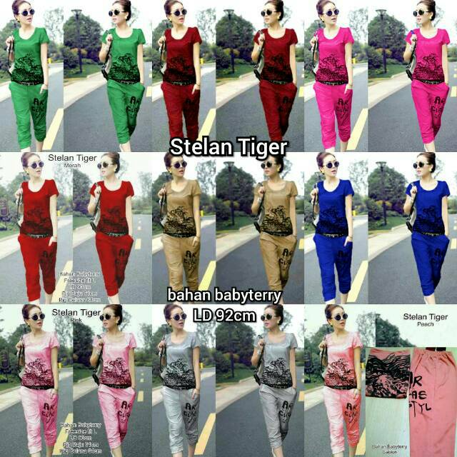 Wilson233 Setelan Cewek TIGER setelan wanita macan baju celana perempuan