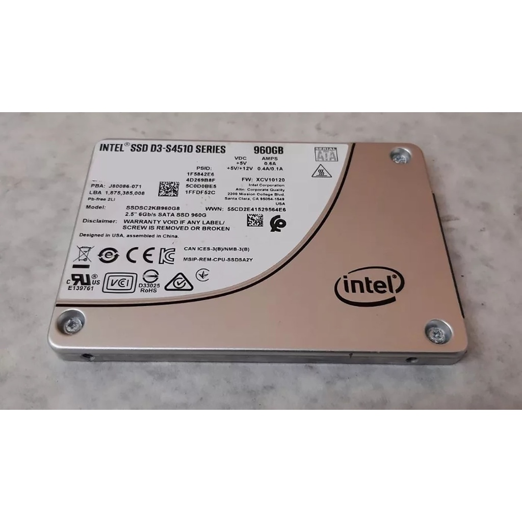 MCC Intel 960GB S4510 SSD SATA III 6Gb/s 2.5" Internal SSD SSDSC2KB960G801 2.3PB