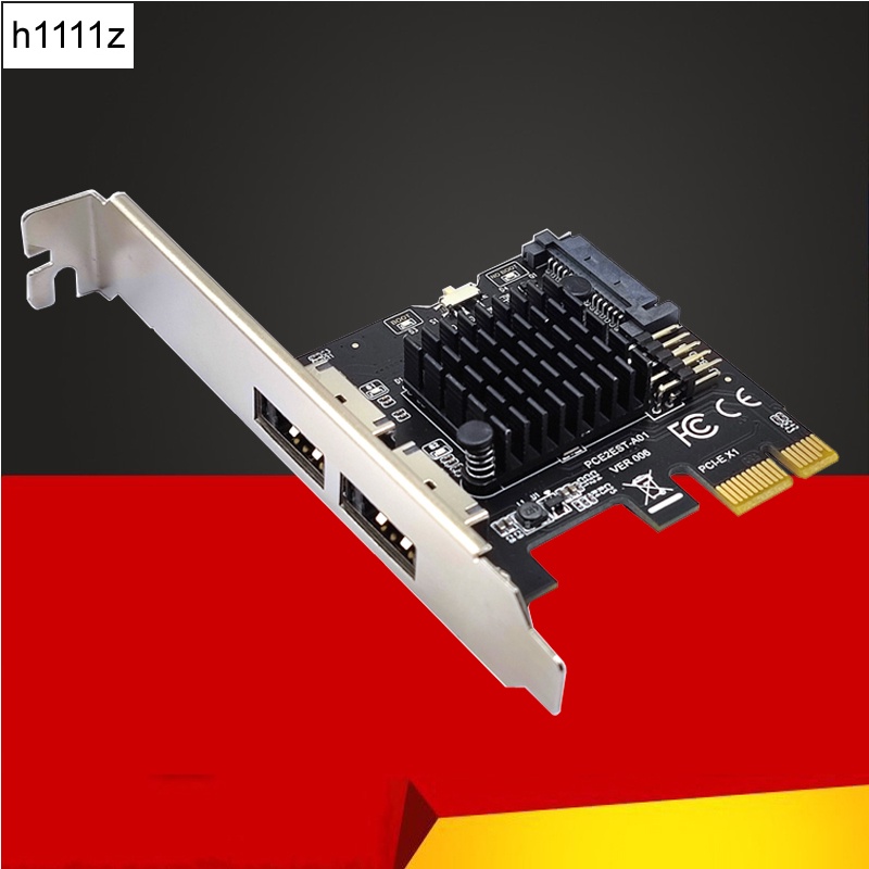 MCC PCI Express eSATA Expansion Card PCIE X1 to 2Port eSATA Adapter with SATA Power USB2.0 9Pin Head