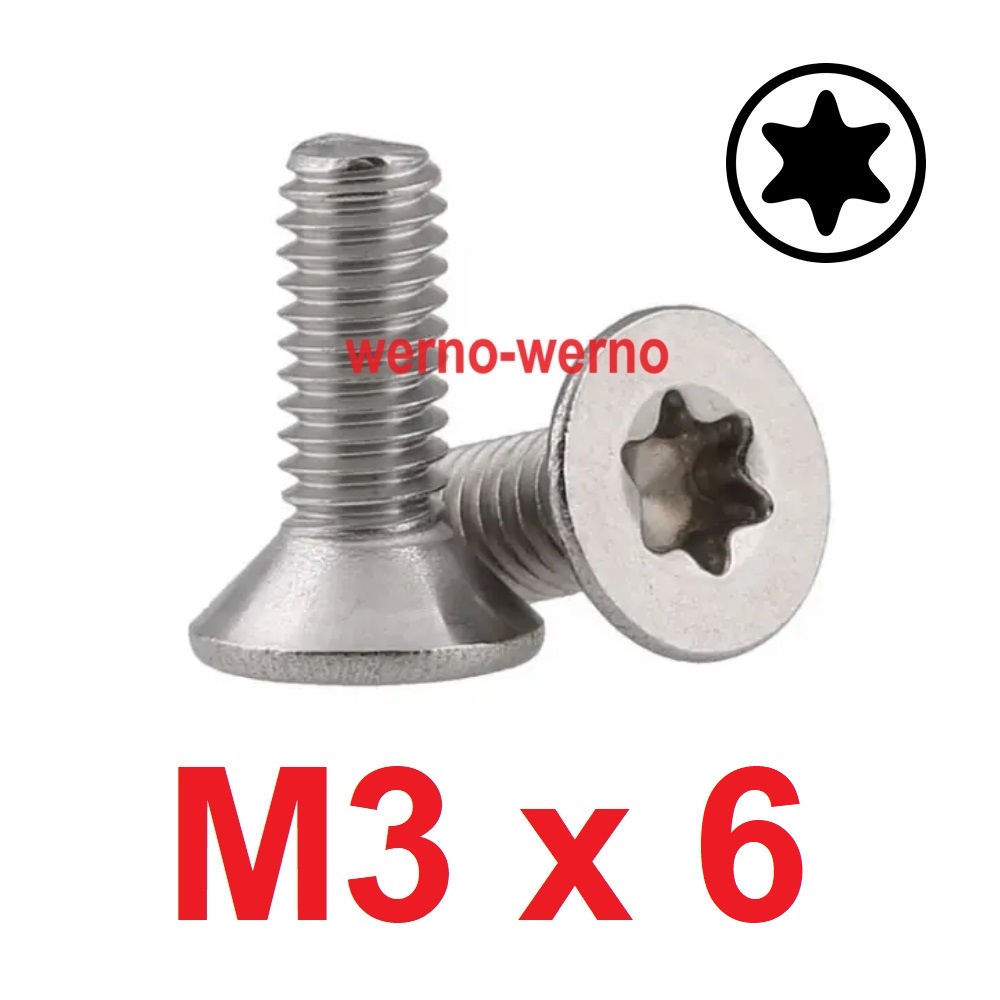 Baut Torx Flat Head M3x6 Bintang Stainless M3 Countersunk M3*6 Verseng T10