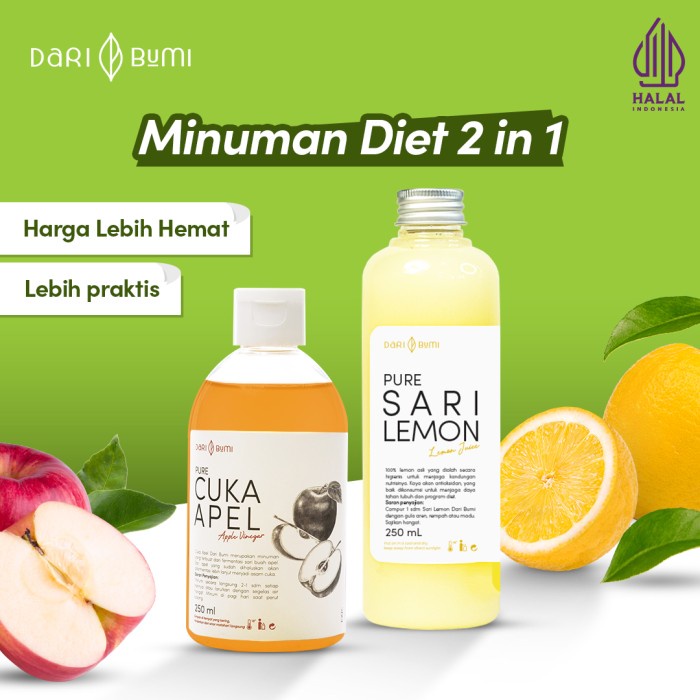 

Dari Bumi Paket 2 In 1 Minuman Diet Sehat Sari Lemon Halal Dan Cuka Apel