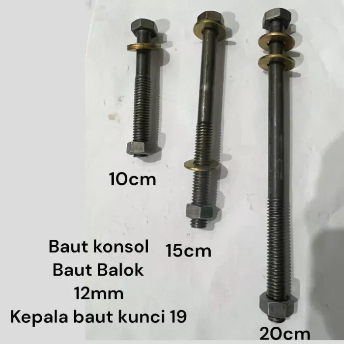 TERBARU BAUT KONSOL 12mm / BAUT BALOK 12mm PANJANG 10cm 15cm 20cm
