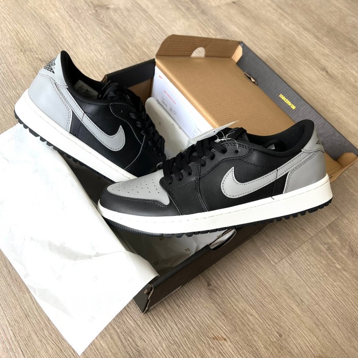 Sepatu Sneakers Jordan 1 Low Golf Pria Shadow Black Grey Original Mats