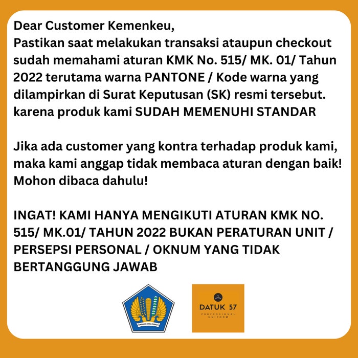 Seragam Kemeja Kementerian Keuangan Kemenkeu Putih Tulang (Pria)