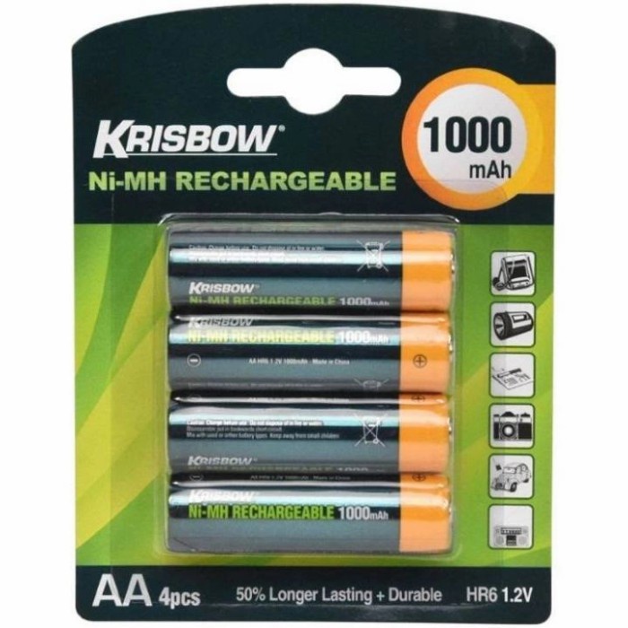 BATERAI KRISBOW AA ISI 4 1000 MAH RECHARGEABLE KODE 420