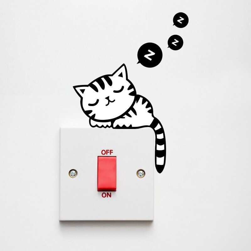 Stiker Tempel Wallpaper Dinding Lucu Model Sleeping Cat / dekorasi