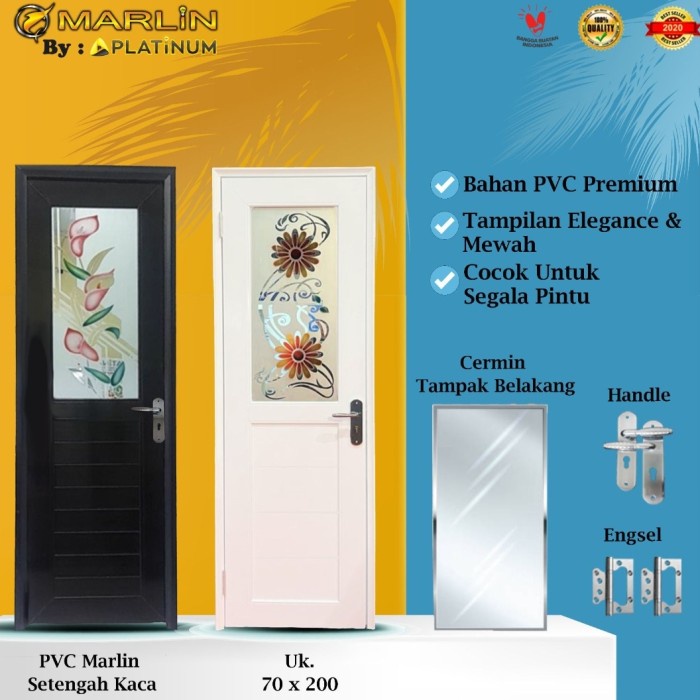 Pintu Kamar Mandi Upvc Marlin 70*200 Kaca Cermin