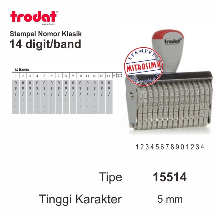

Stempel klasik nomor merk Trodat 14 digit