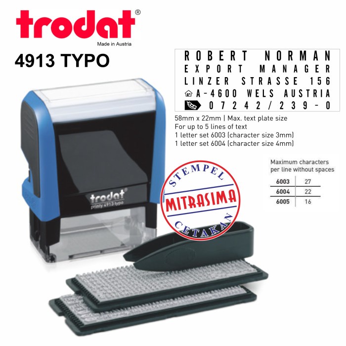 

Stempel Trodat 4913 Typo ( Stempel Typo bentuk persegipanjang )