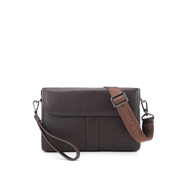 Hush Puppies Tas Pria Tad Clutch / Messenger Bag Dark Brown